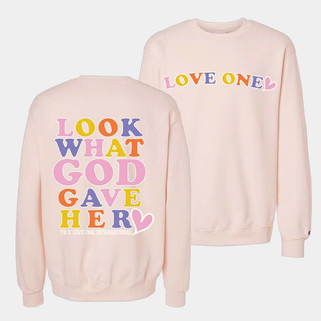 Thomas Rhett Merch TR X Love One Look What God Gave Her Crewneck Sweatshirt Gifts For Her-1