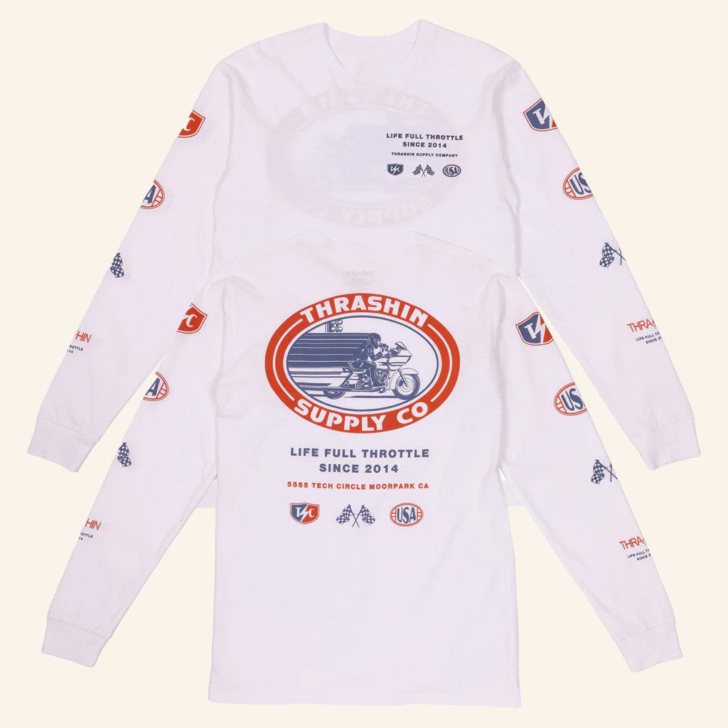 Thrashin Supply Merch Drag Race White Long Sleeve Shirt Gifts For Her Thrashin Supply Merch Drag Race White Long Sleeve Shirt Gifts For Her