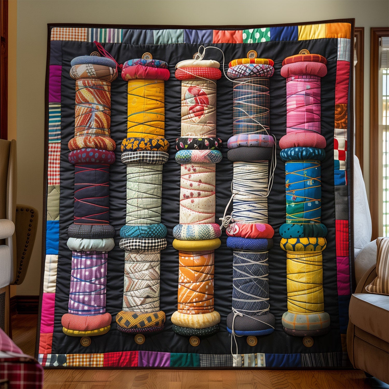Thread Spool Symphony Quilted Blanket Cute Blankets For Teens