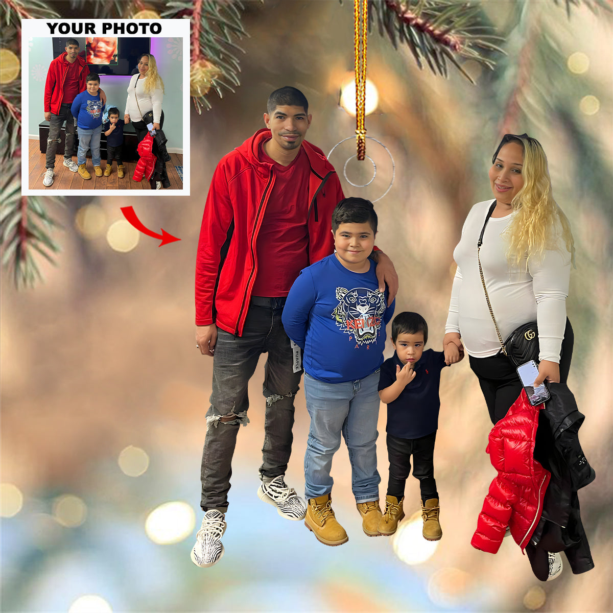 Threads Of Togetherness Personalized Photo Mica Ornament Christmas Gift For Family members