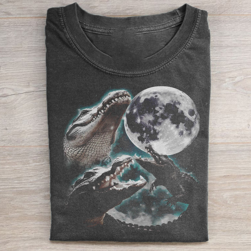 Three Alligator Moon T Shirt Funny Meme Tee Gift For Women