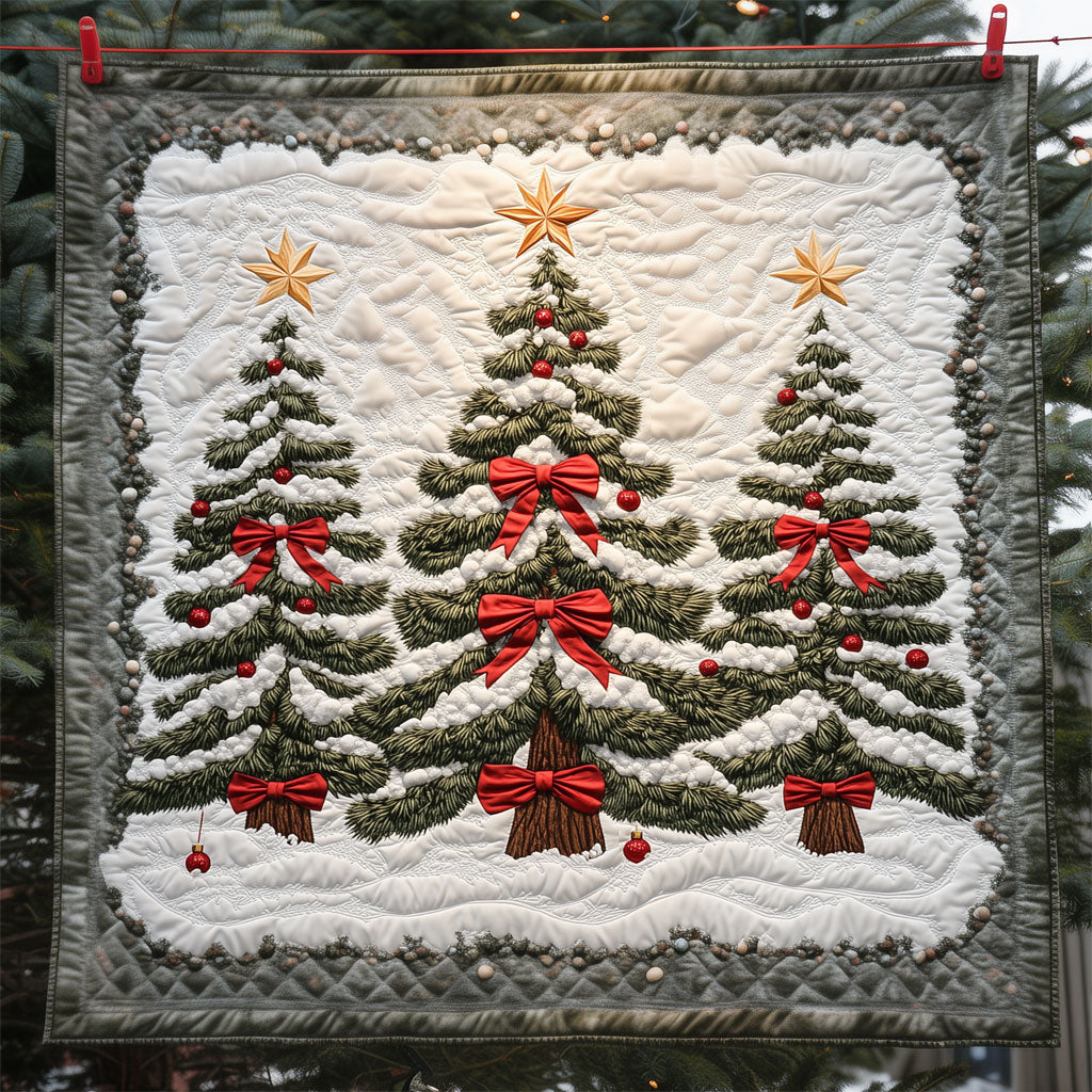 Three Christmas Pine Trees Quilt Soft Quilt Blanket to Add Style and Warmth