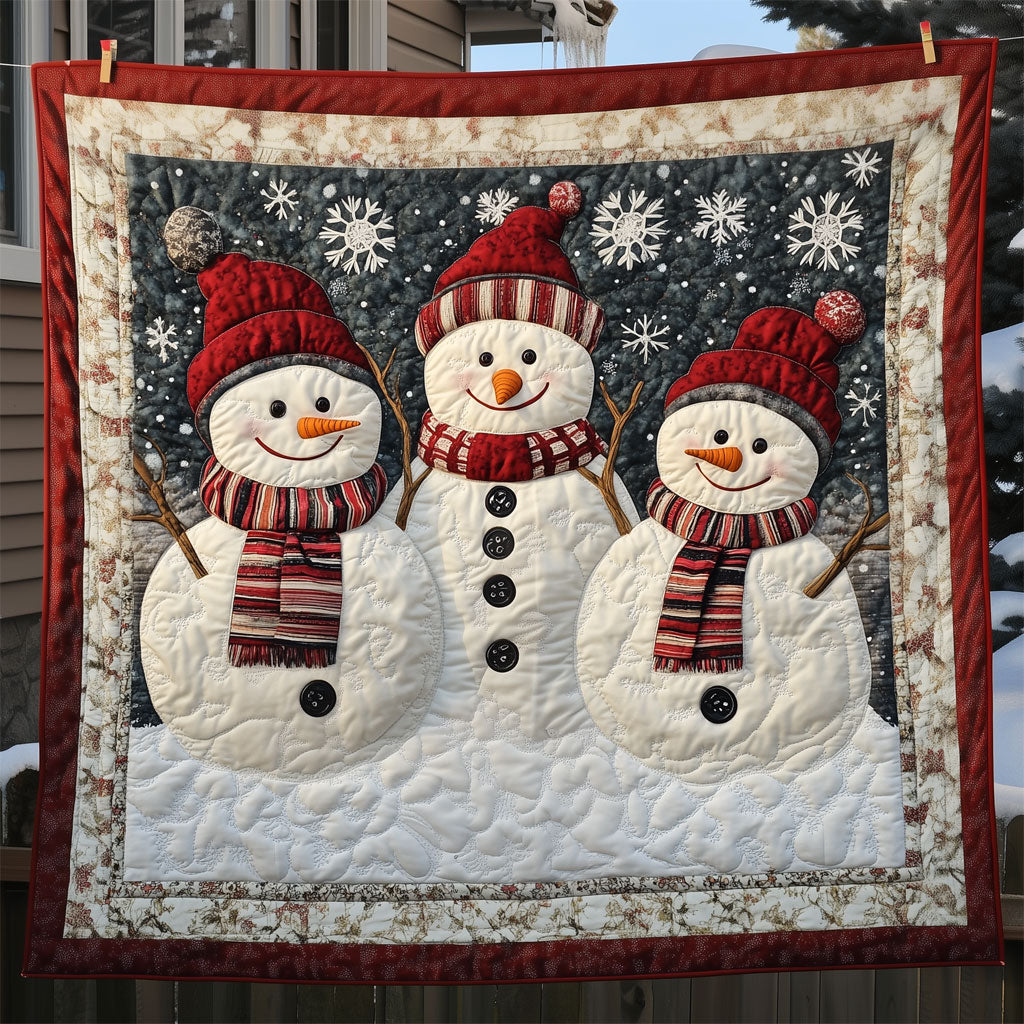 Three Christmas Snowmen Quilt Thoughtful Quilt Blanket Gift for Loved Ones