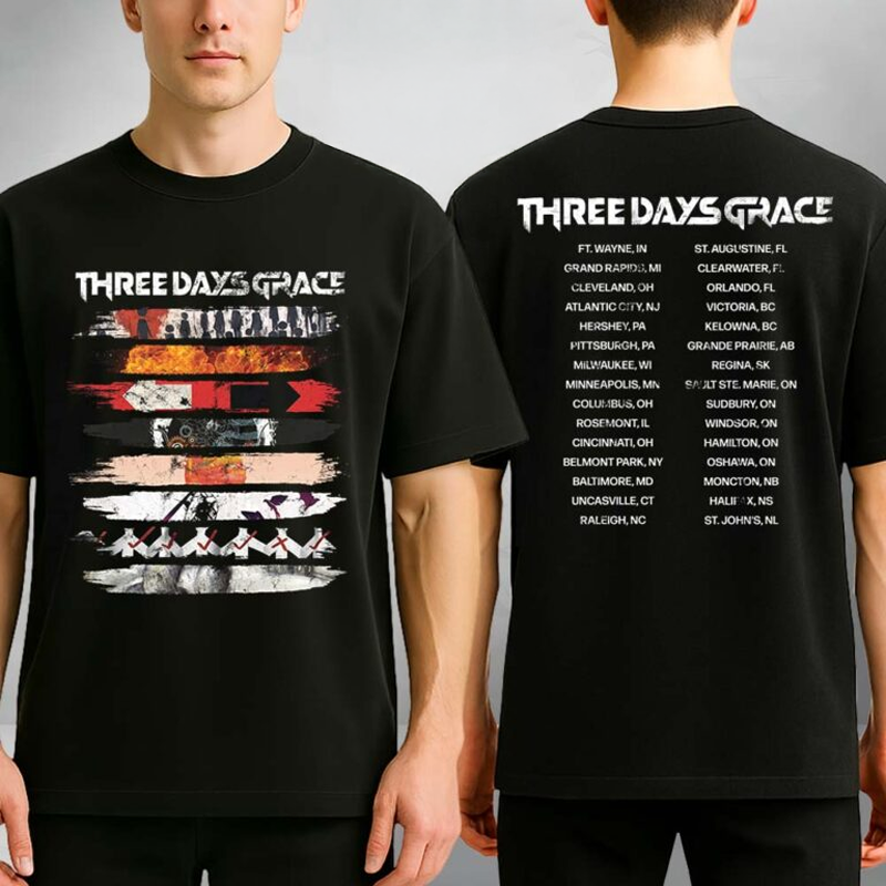 Three Days Grace 2026 Album Stripe Tour T-Shirt Three Days Grace Merch Gifts For Rock Lovers