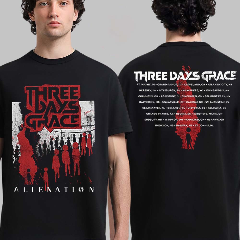 Three Days Grace Alienation 2026 Tour T-Shirt North America Merch Album Cover Art Shirt