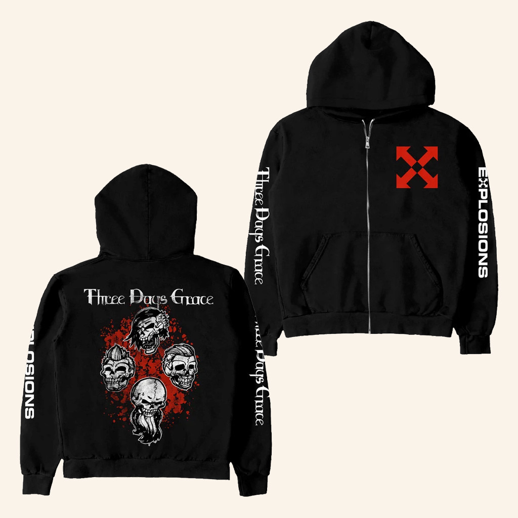 Three Days Grace Merch EXPLOSIONS Tour Zip Hoodie Best Birthday Gift For Husband Three Days Grace Merch EXPLOSIONS Tour Zip Hoodie Best Birthday Gift For Husband