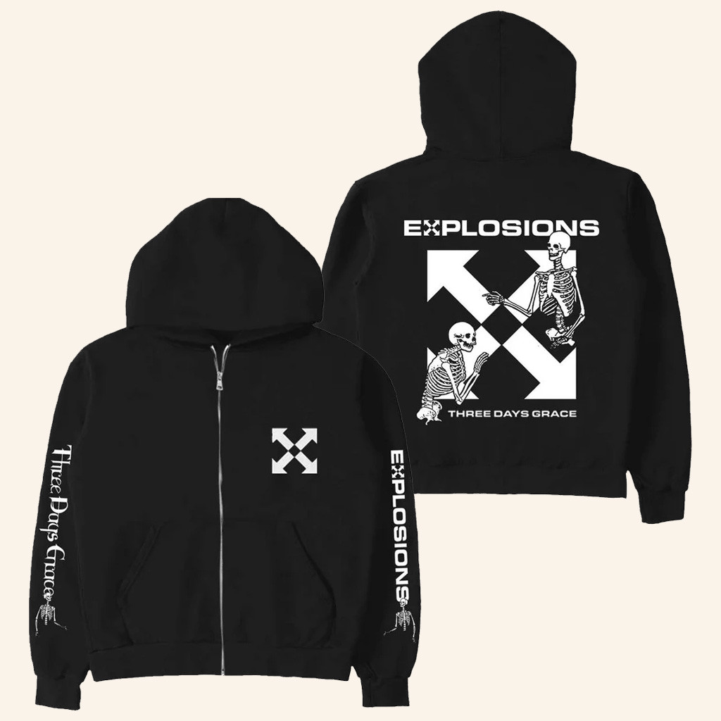 Three Days Grace Merch EXPLOSIONS Tour Zip Hoodie Presents For Music Lovers Three Days Grace Merch EXPLOSIONS Tour Zip Hoodie Presents For Music Lovers