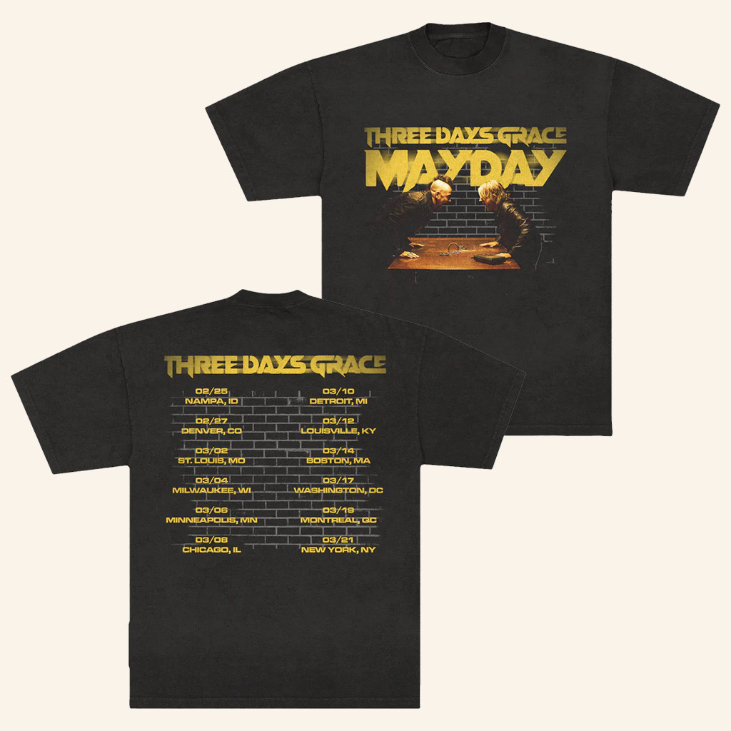 Three Days Grace Merch Mayday Tour T-Shirt Cool Gifts For Music Lovers Three Days Grace Merch Mayday Tour T-Shirt Cool Gifts For Music Lovers