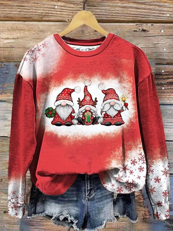 Three Gnomes Christmas Holiday Sweatshirt Snowflake Cozy Festive Holiday Apparel Xmas Gifts
