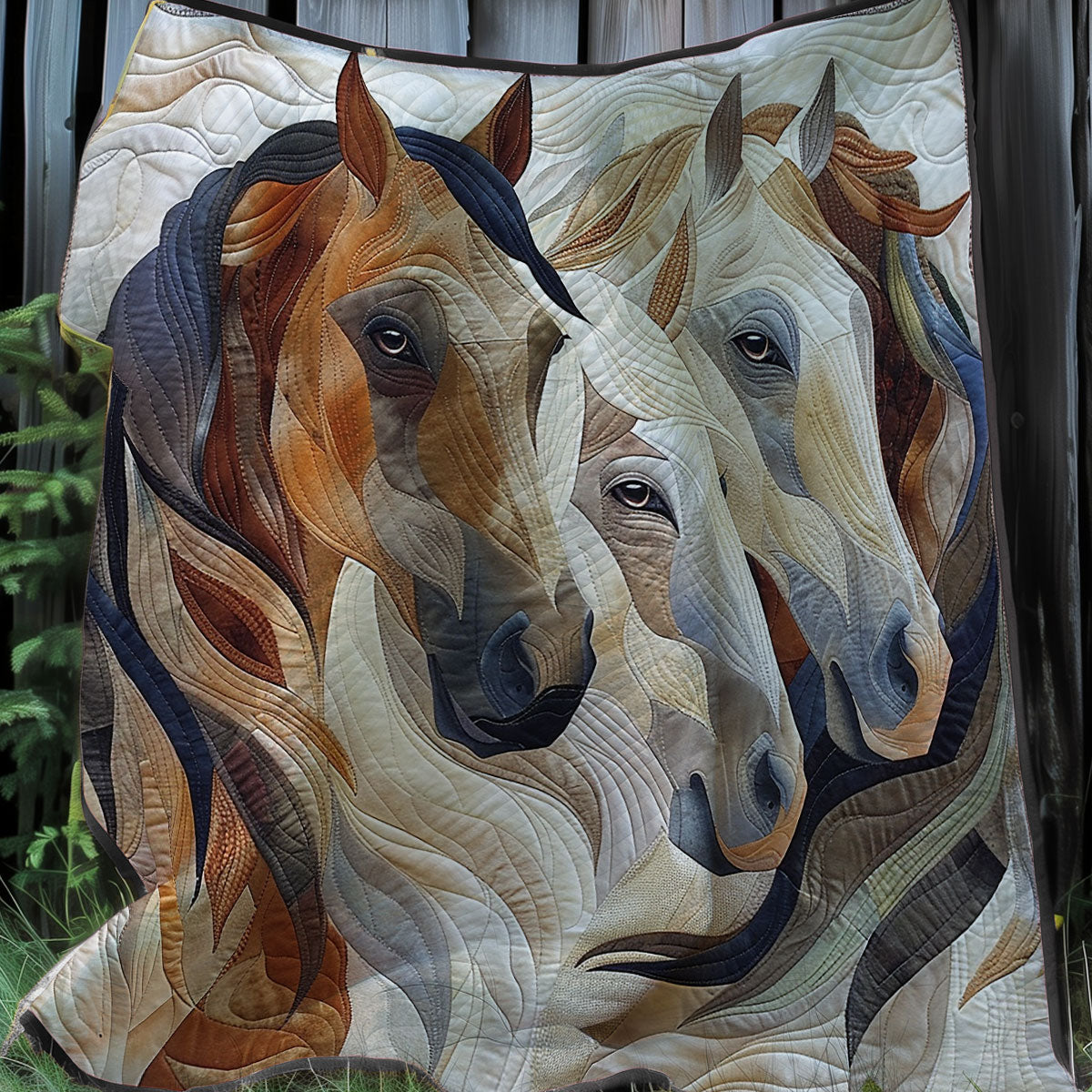 Three Horses Quilt Blanket Christmas Blanket Horse Themed Gifts For Adults