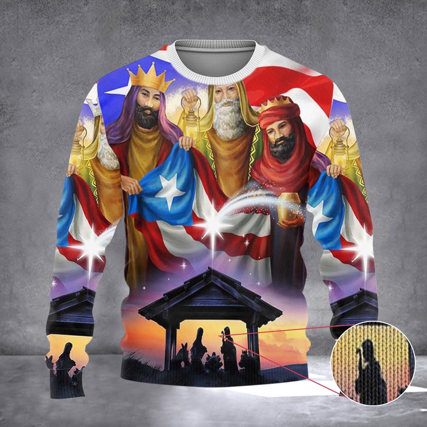 Three Kings Puerto Rico Nativity Of Jesus Ugly Christmas Sweater Best Gifts For Puerto Rican Three Kings Puerto Rico Nativity Of Jesus Ugly Christmas Sweater Best Gifts For Puerto Rican