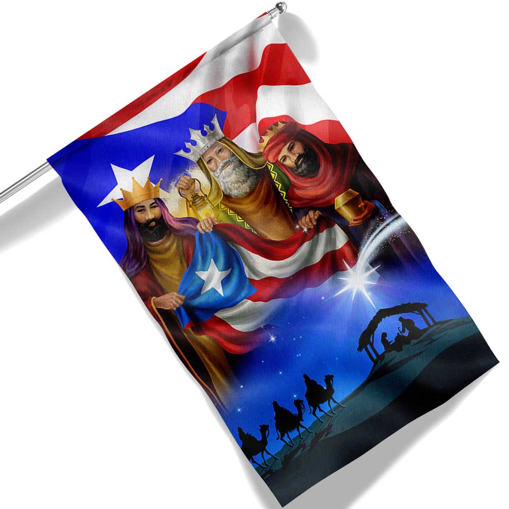 Three Kings Three Wise Men Nativity Of Jesus Puerto Rico Flag Merry Christmas