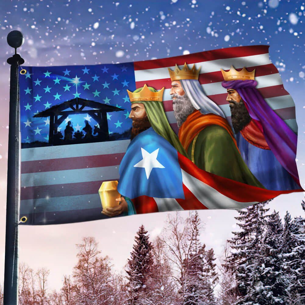 Three Kings Three Wise Men Nativity Of Jesus Puerto Rico Us Christmas Grommet Flag