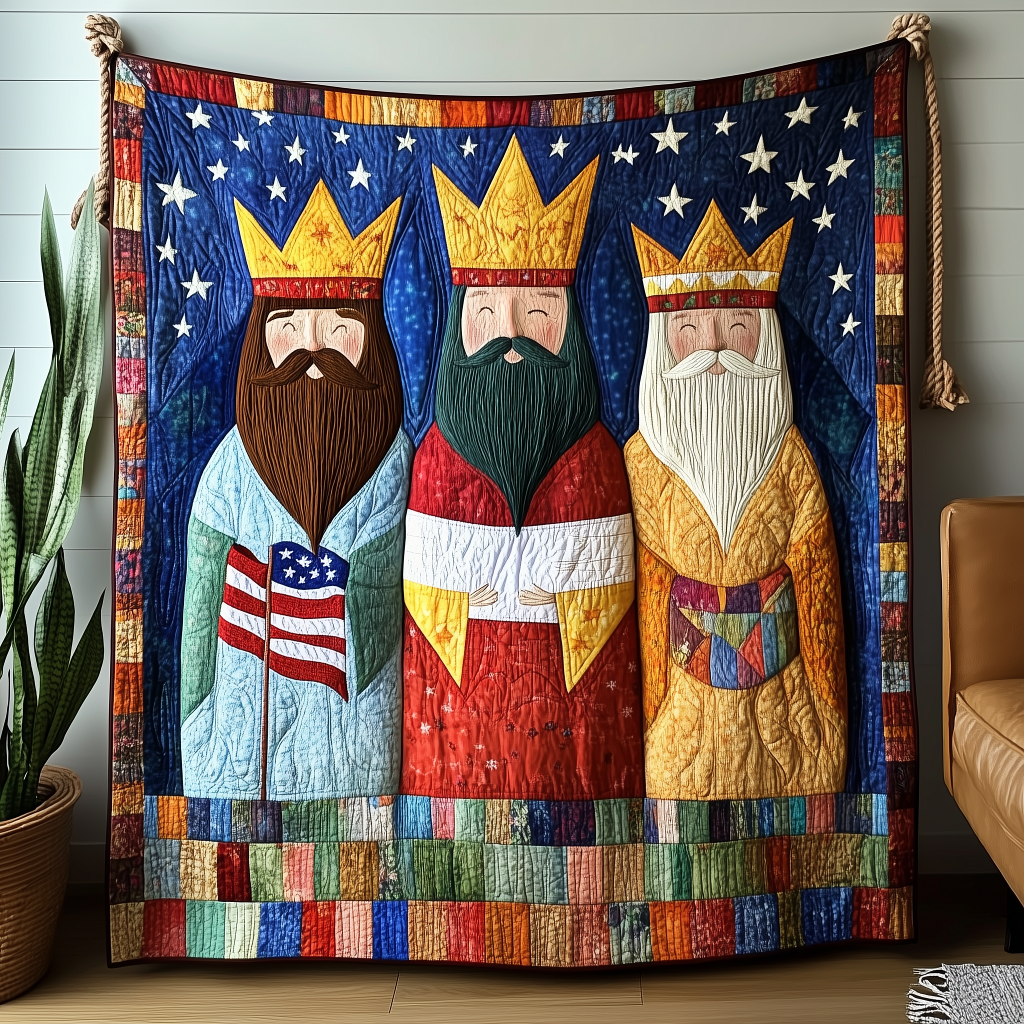 Three Kings Wise Men Quilted Blanket Christmas Throw Blanket Granny Xmas Gifts