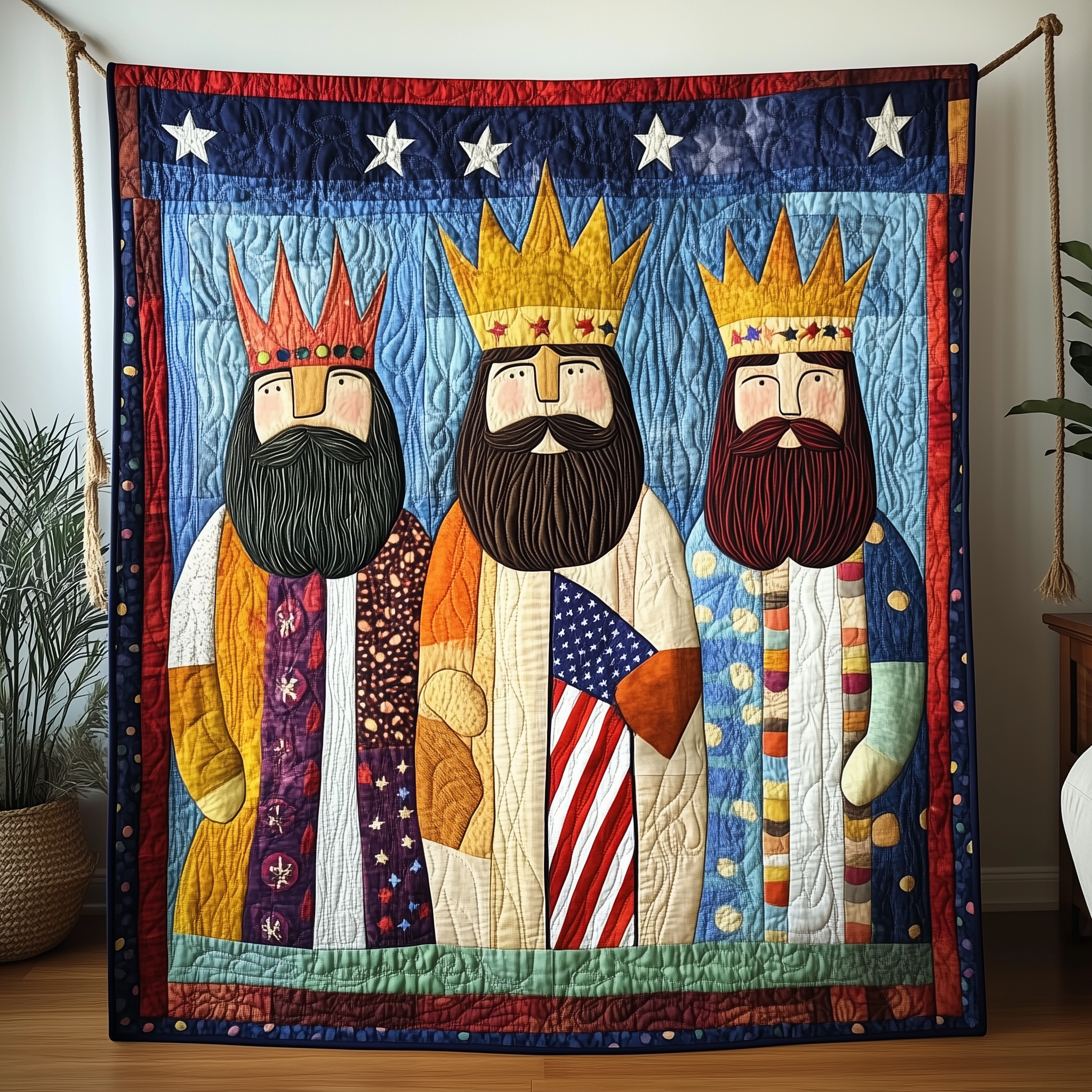 Three Kings Wise Men Quilted Blanket Christmas Throw Blanket Unique Christmas Gifts