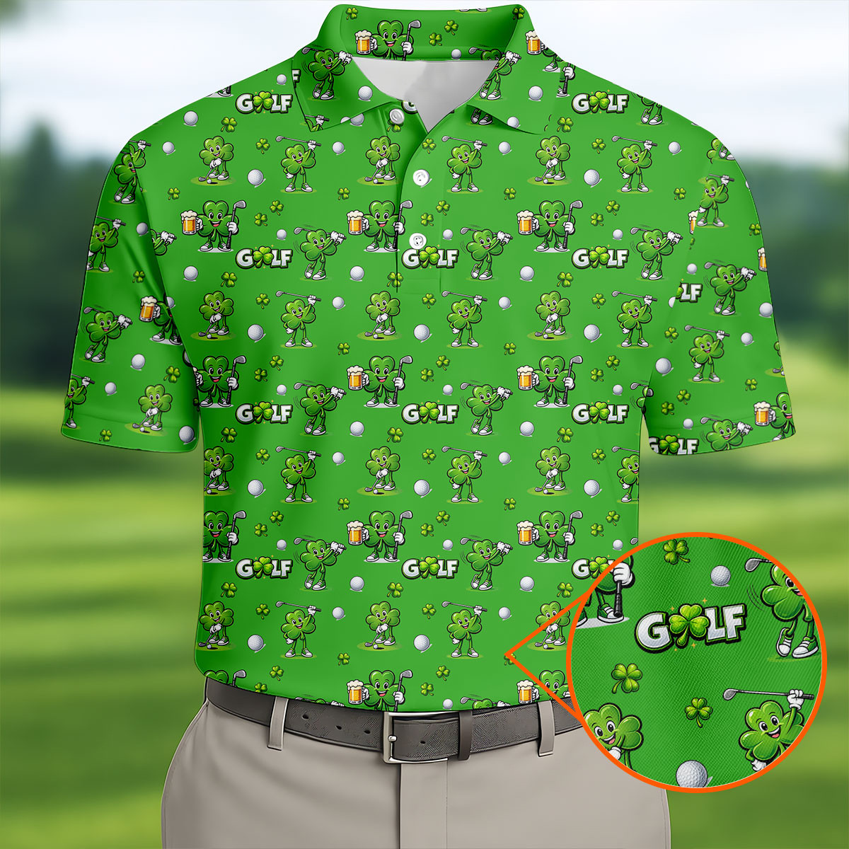 Three Leaf Clover Golf And Beer St Patrick's Day Polo Shirt Best Golf Tops Present Idea For Father