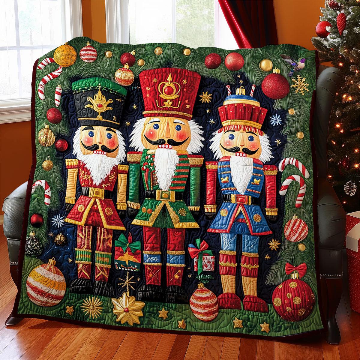 Three Nutcrackers Quilt Blanket King Blanket Thoughtful Christmas Gifts For Wife