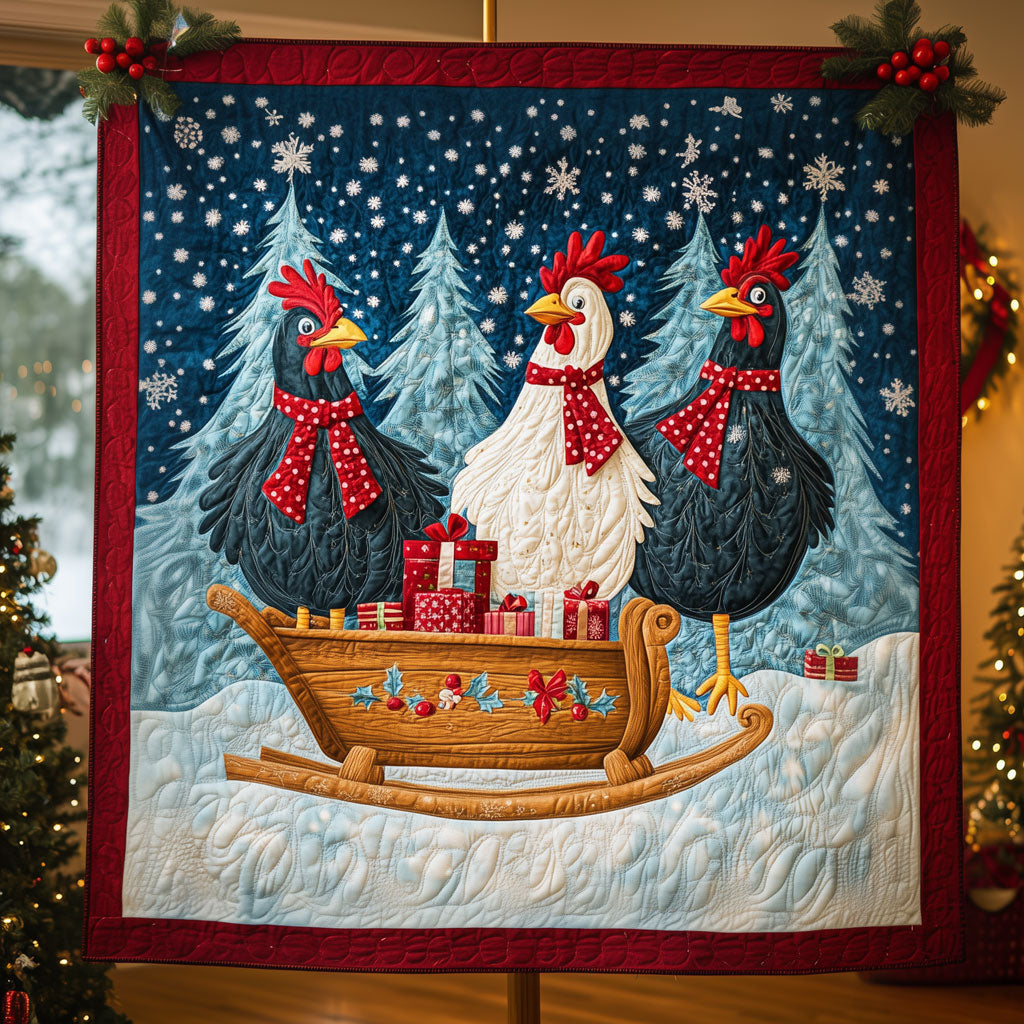 Three Wise Roosters Quilt High-Quality Cotton Quilt Blanket for Restful Sleep