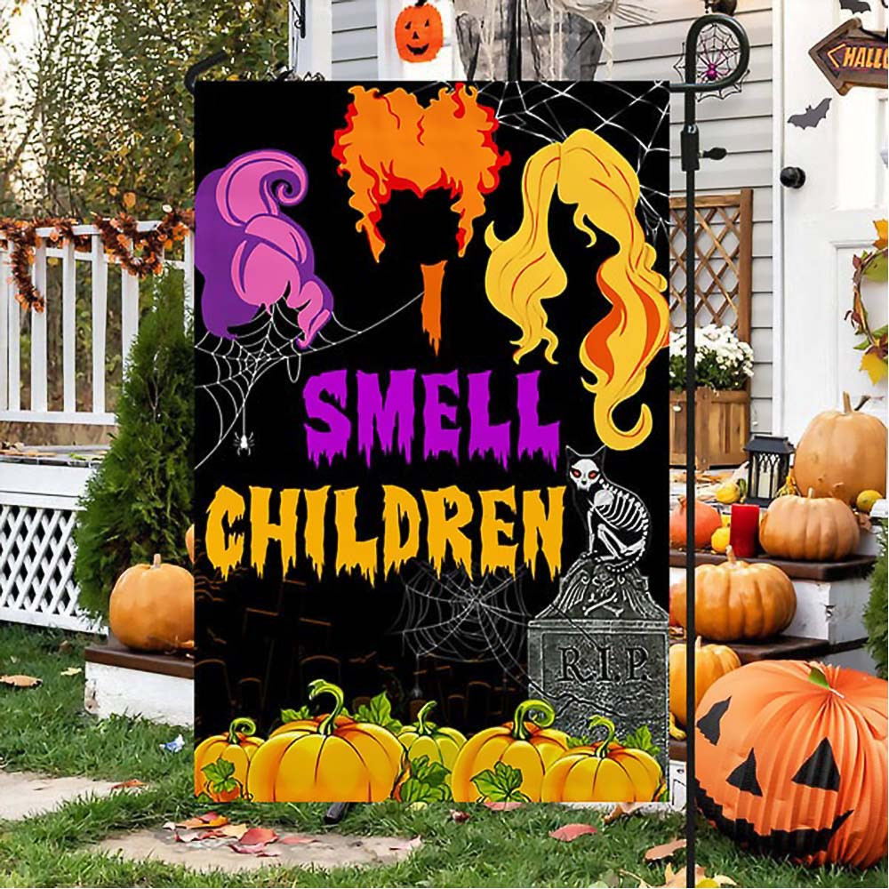 Three Witches Halloween I Smell Children Flag Pefect Gift on Halloween Day For Friends and Childrens