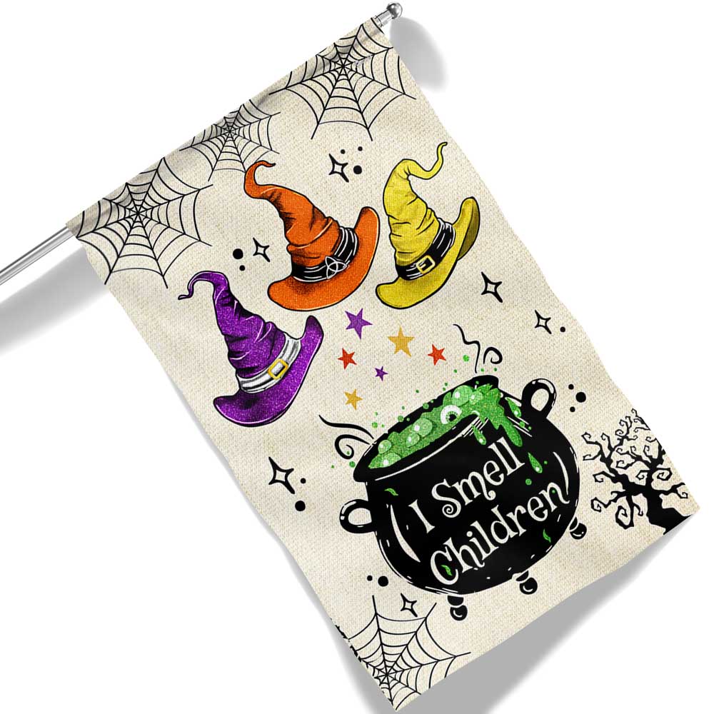 Three Witches Halloween I Smell Children Flag Spooky Night