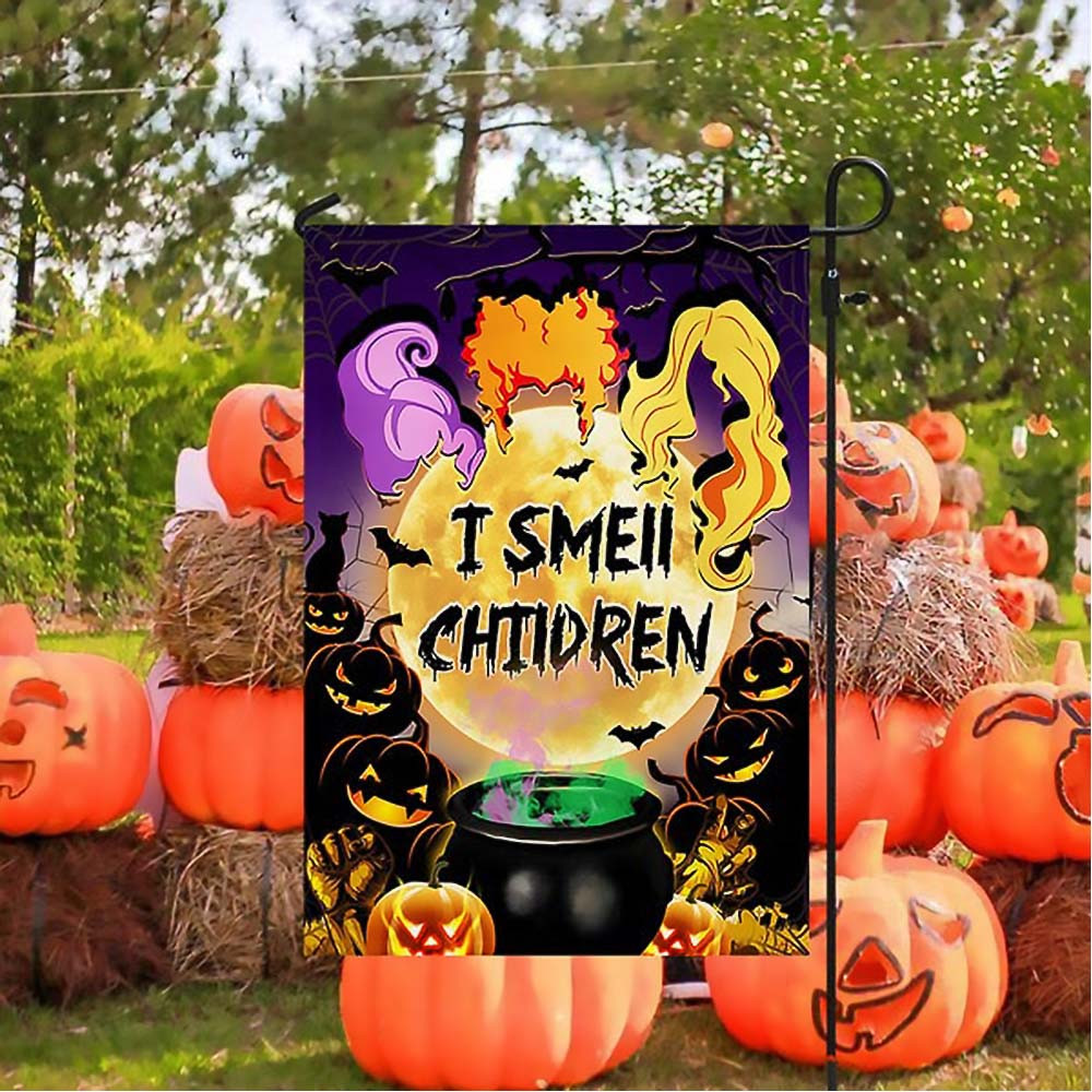 Three Witches Halloween I Smell Children Hocus Pocus Halloween Flag Gift For Friends and Kids on Halloween Day