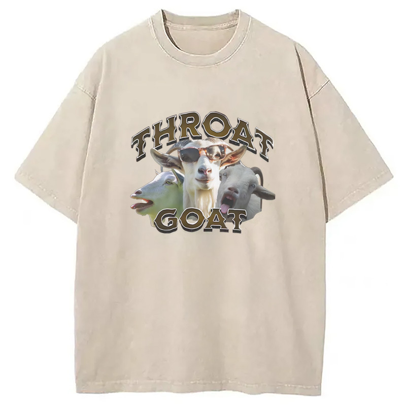 Throat Goats Meme Washed T-Shirt Everyday Comfort Graphic Shirt Gifts For Him