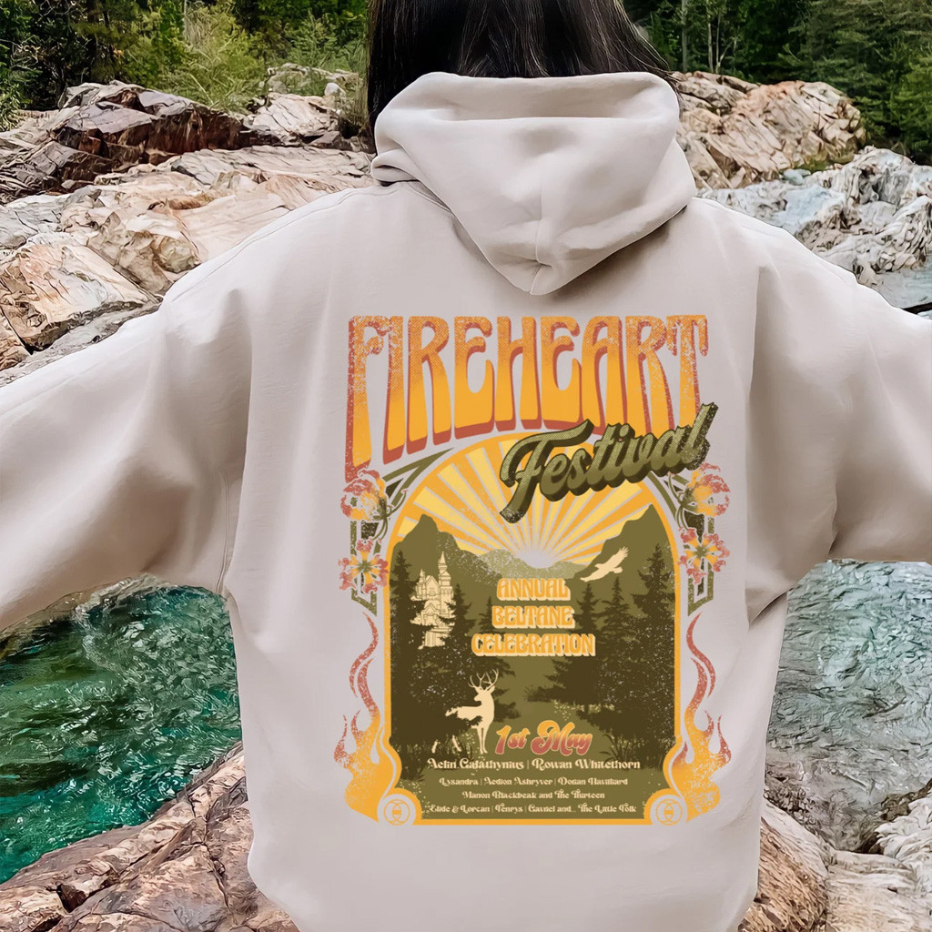 Throne Of Glass Merch Fireheart Festival Hoodie Birthday Present For Wife