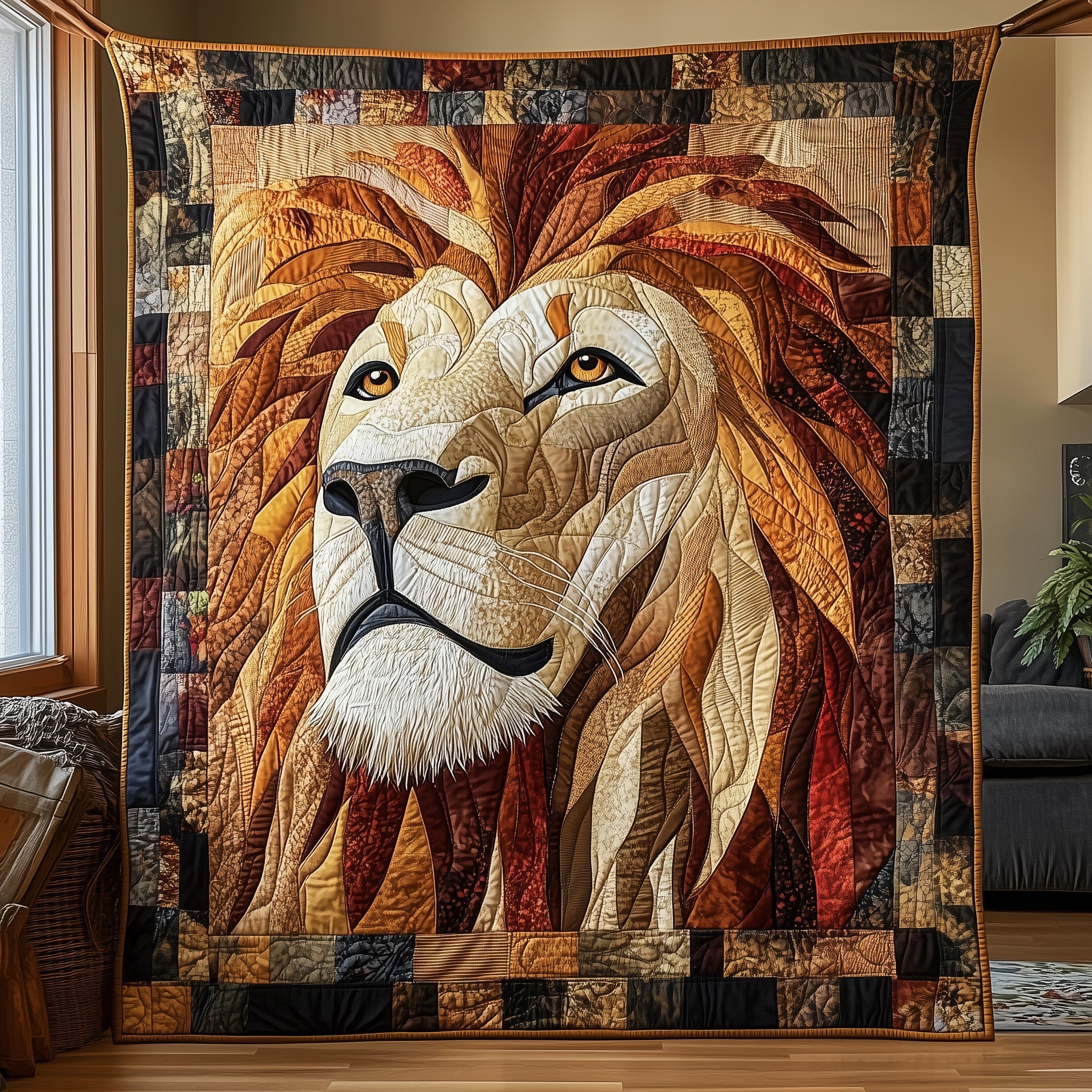 Throne of the Wild Quilted Blanket Nice Throw BlanketBest Lion Gifts For Him Xmas 