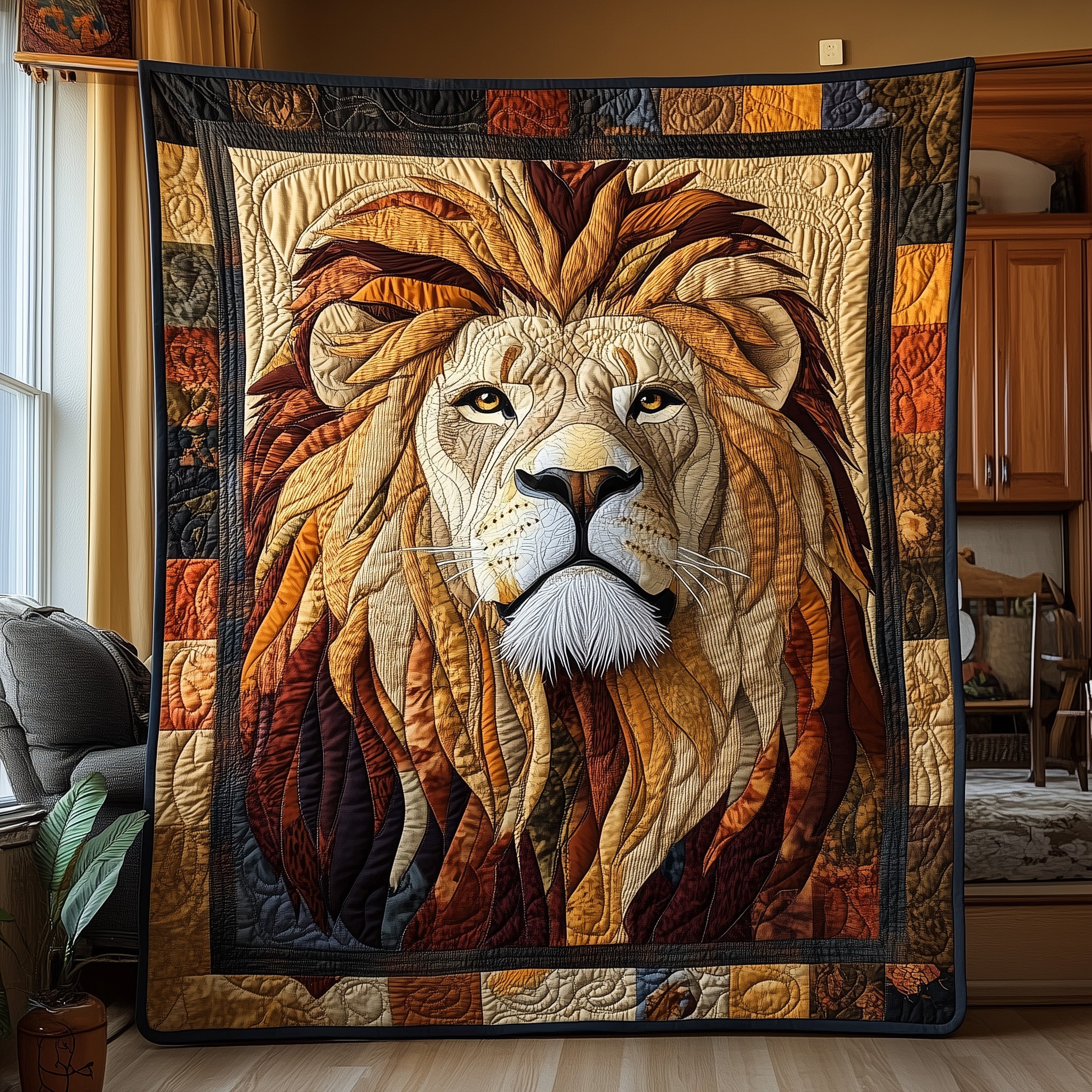 Throne of the Wild Quilted Blanket Nice Throw BlanketCool Gifts For Lion Lovers 