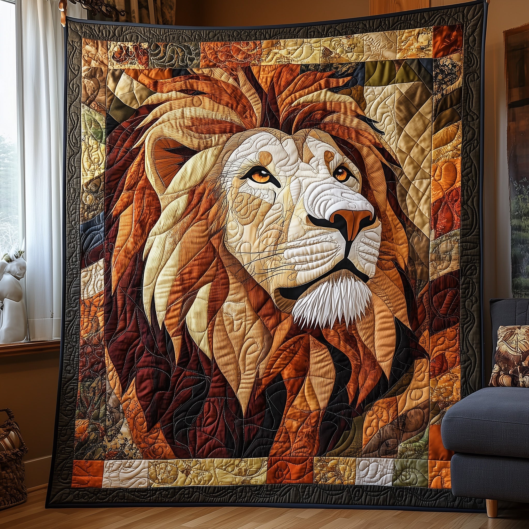 Throne of the Wild Quilted Blanket Nice Throw BlanketUnique Lion Presents Christmas