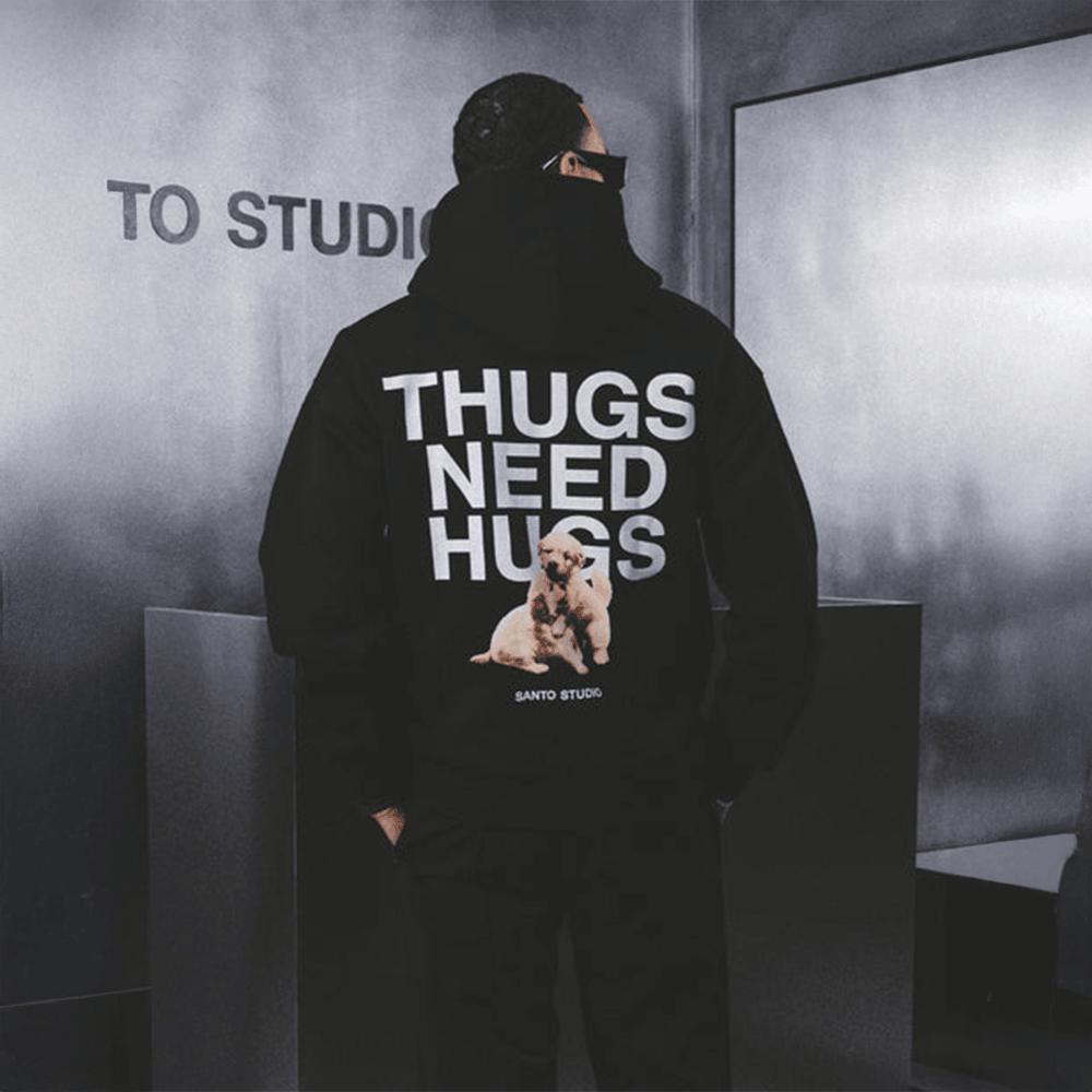 Thugs Need Hugs Hoodie Santo Studio Puppy Zip Hoodie Good Gifts For Dads