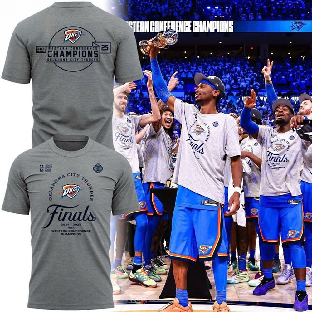 Thunder 2025 Western Conference Finals Champions Locker Room T-Shirt Gifts For Basketball Enthusiasts