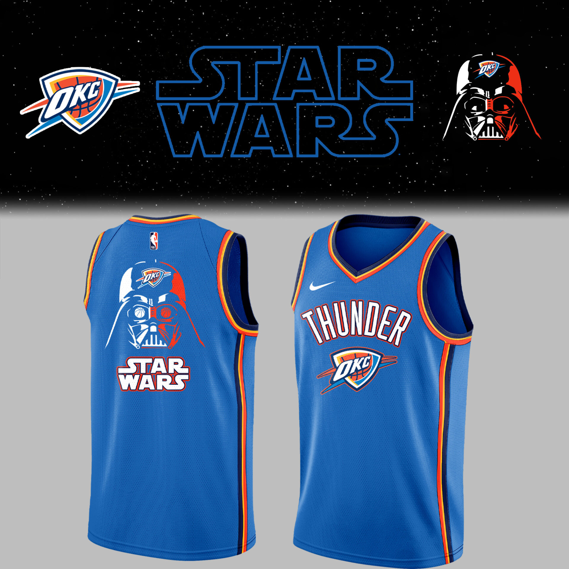 Thunder Basketball Thunder x Star Wars Blue Jersey Basketball Fan Gift Ideas