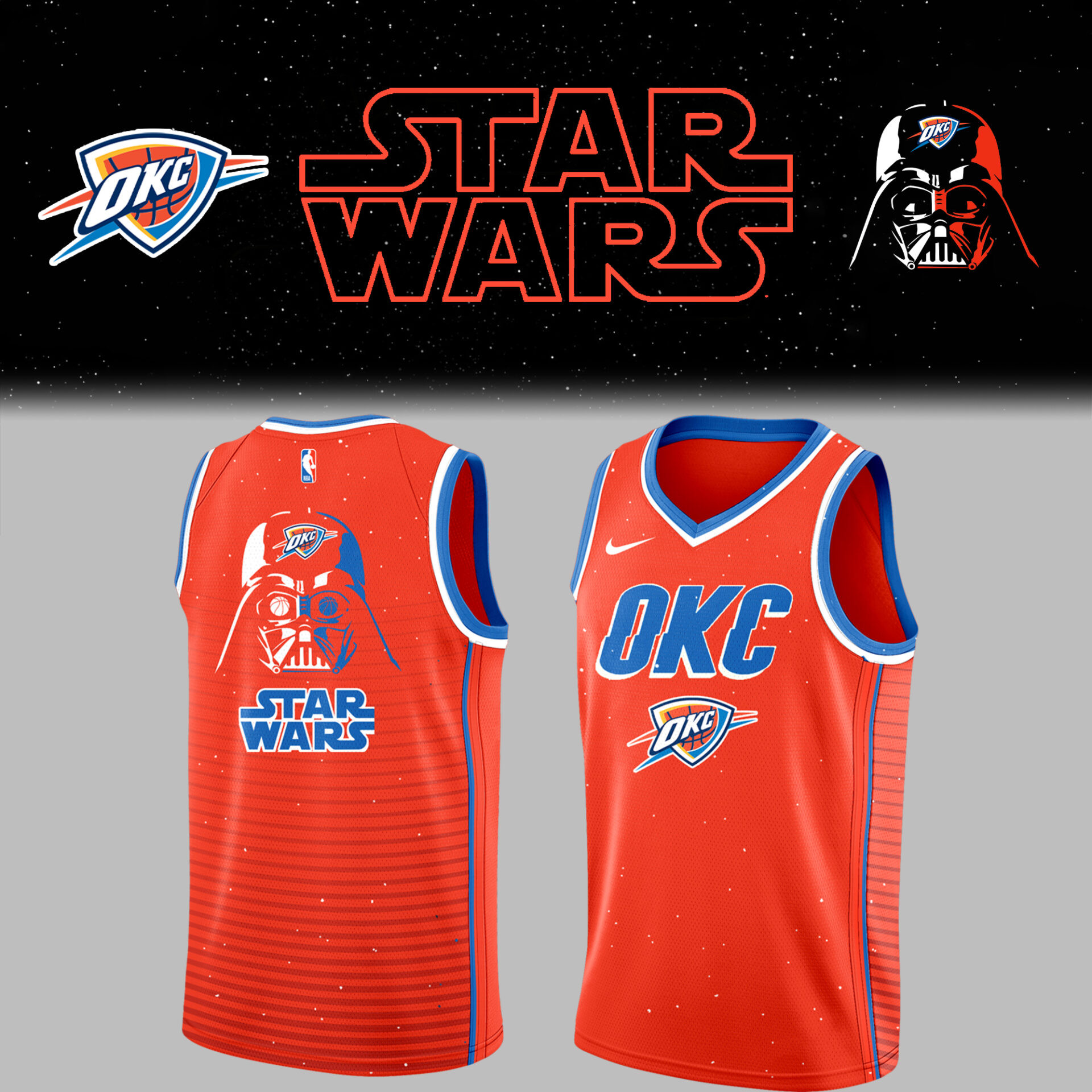 Thunder Basketball Thunder x Star Wars Jersey Good Gifts For Basketball Lovers