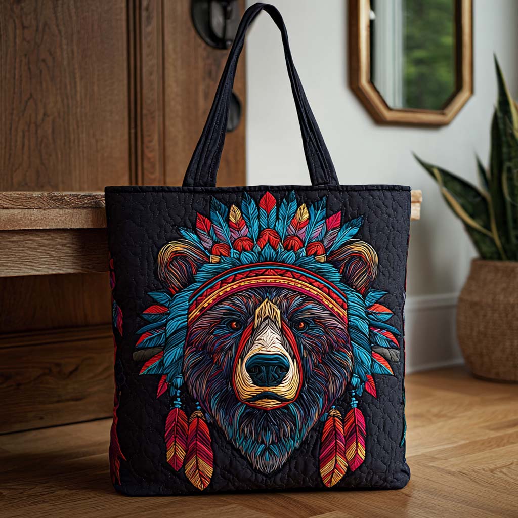 Thunder Bear Quilted Tote Bag Bear Gifts For Him