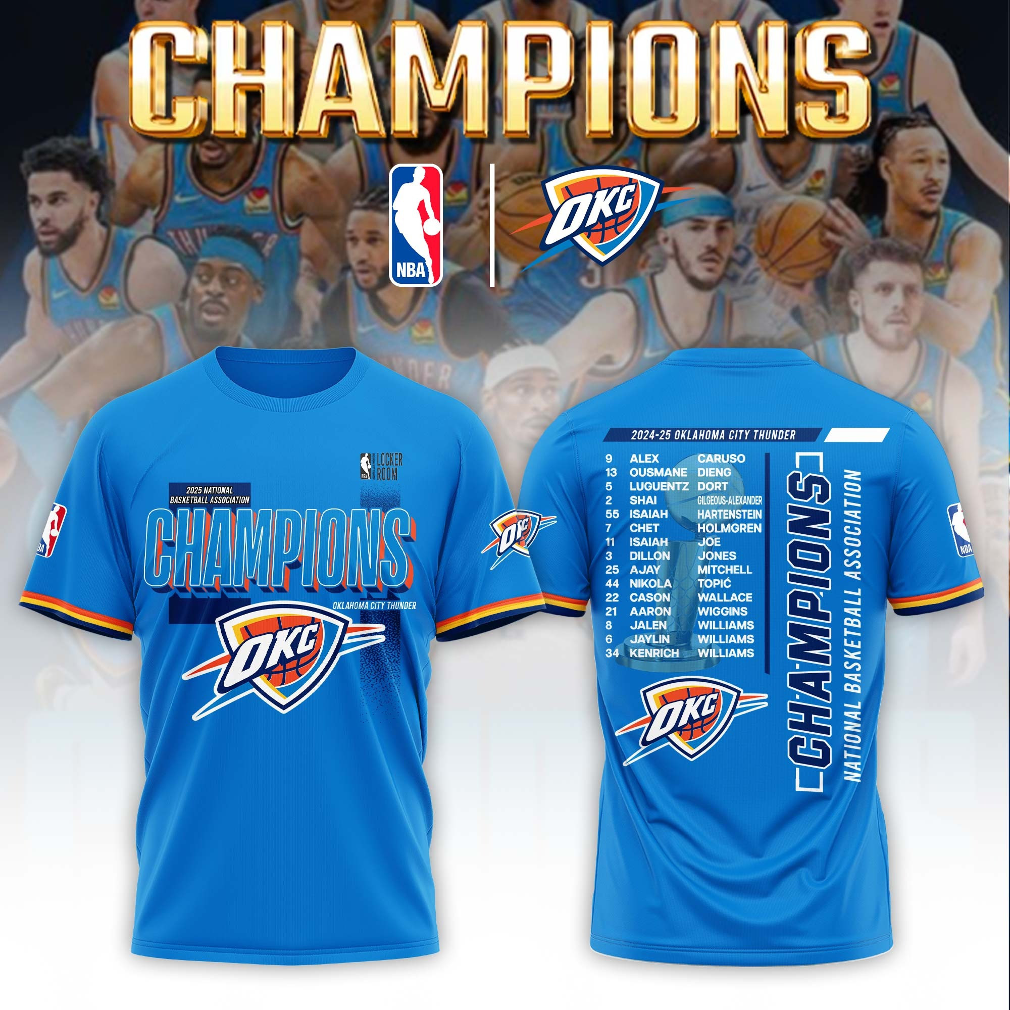 Thunder Champions Shirt NBA Champions T-Shirt Limited Edition Fanwear NBA Gift For Family