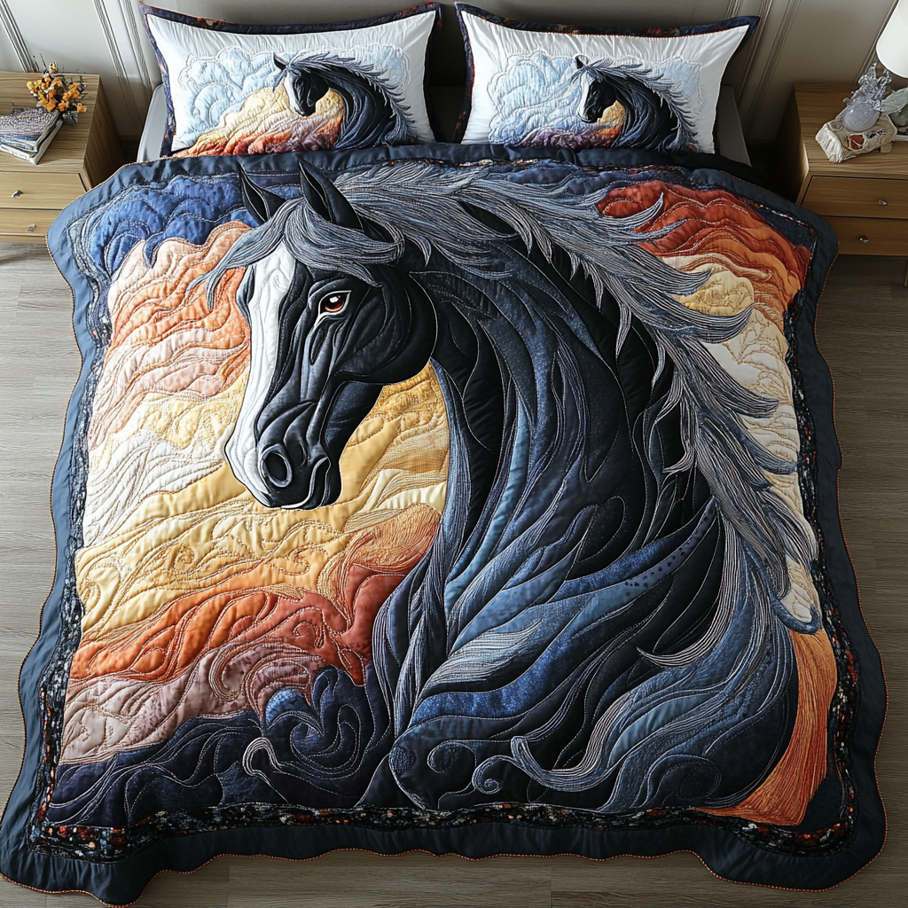 Thunder Hoof Quilted Bedding Set Best Christmas Duvet Sets Best Gifts For Horse Riders
