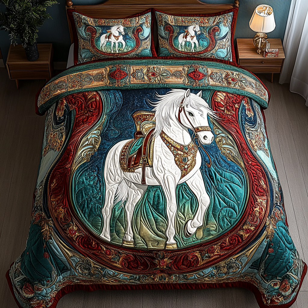 Thunder Hoof Quilted Bedding Set Unique Bed Sheet Set Best Presents For Horse Lovers
