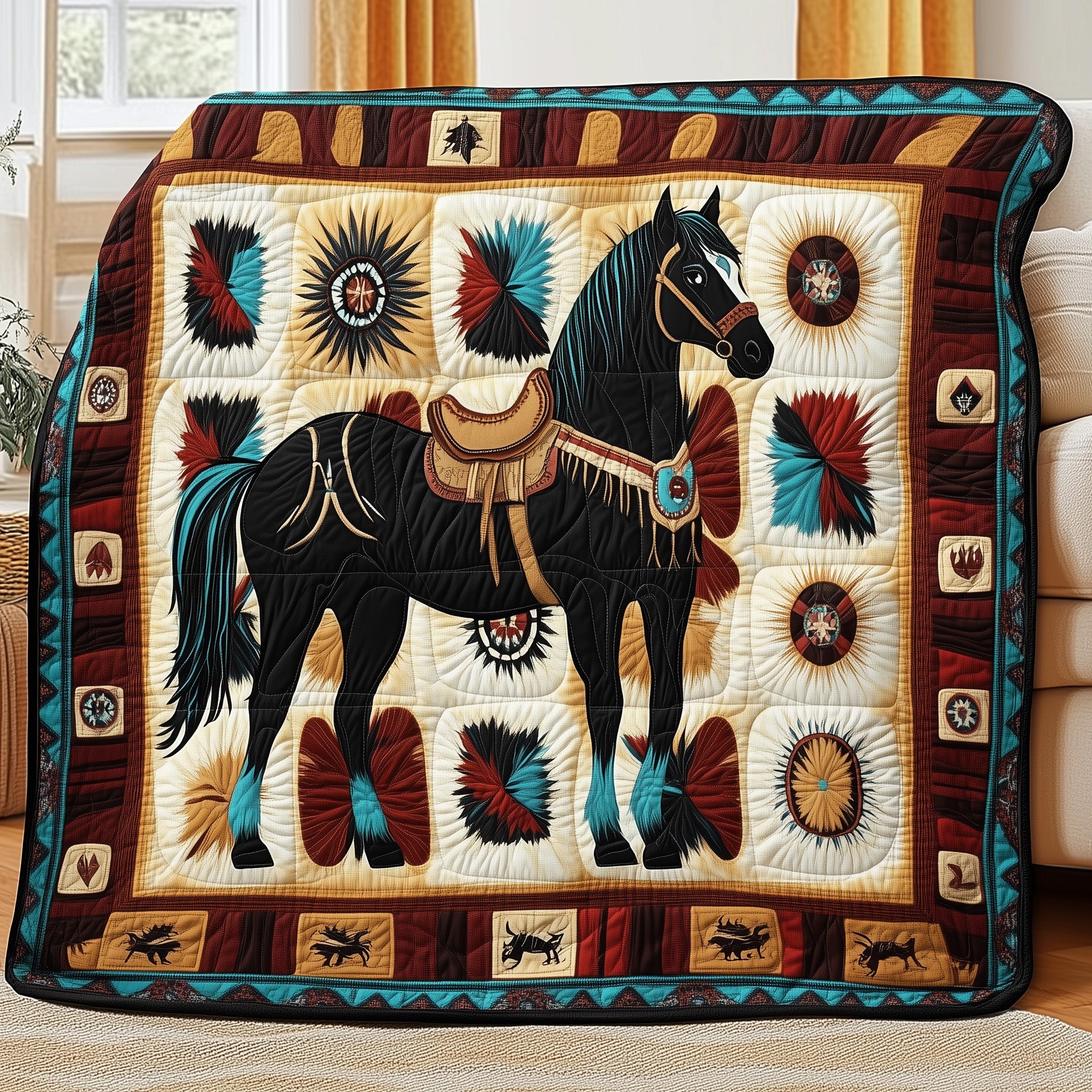 Thunder Hoof Quilted Blanket Nice Throw BlanketChristmas Gifts For Horse Owners