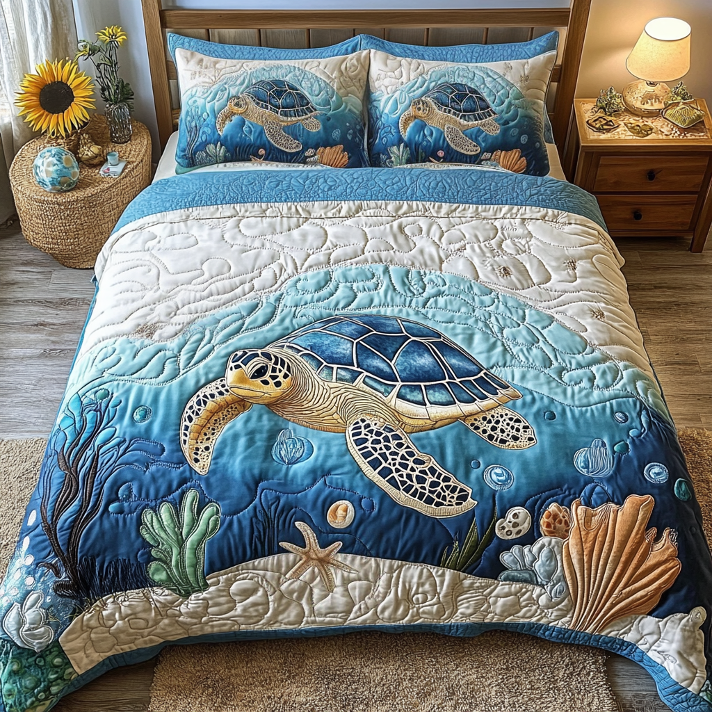 Tidal Calm Quilted Bedding Set Best Bedspread Set Lighthouse Gifts Items