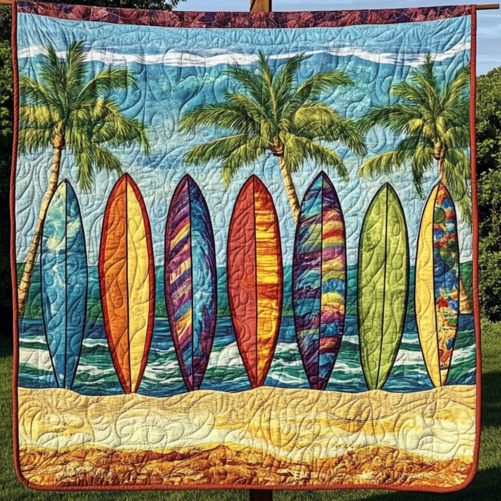 Tidal Escape Quilted Blanket Christmas Room Decor Gifts For Surfing Enthusiasts