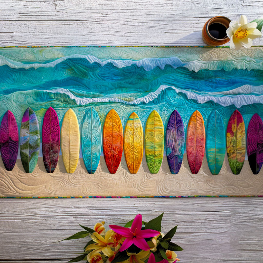 Tidal Flow Quilted Table Runner Nautical Table Topper Christmas Gifts For Surfers