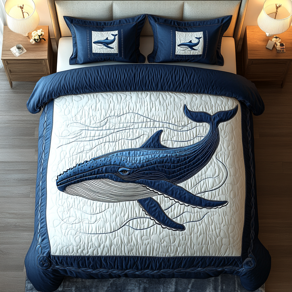 Tidal Majesty Quilted Bedding Set Warm and Breathable Bedding Set for All Seasons