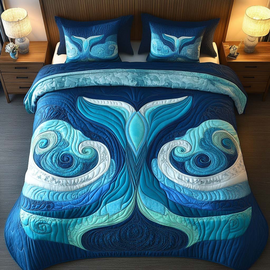 Tidal Symphony Quilted Bedding Set Bed Room Decoration Sea Turtle Themed Gifts