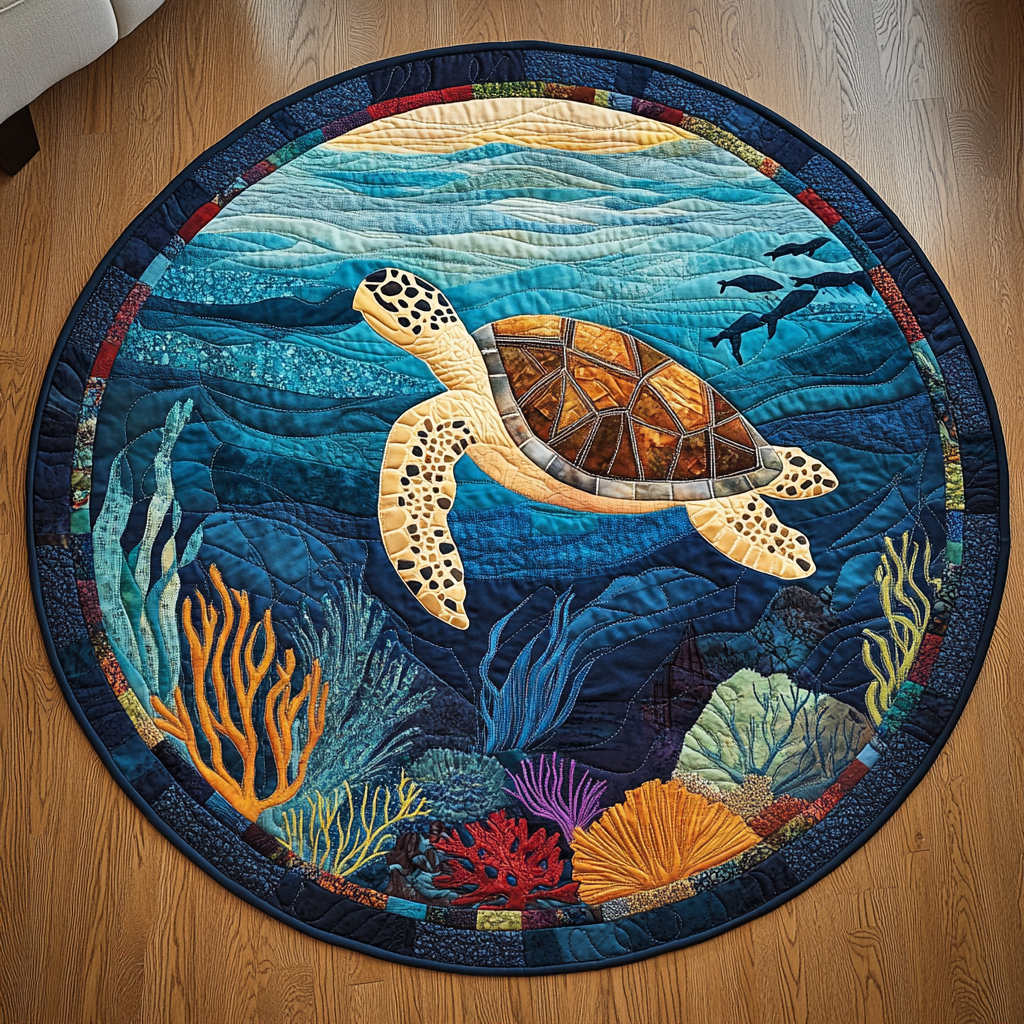 Tidal Turtle Journey Quilted Round Mat Entryway Design Ideas Cute Turtle Presents