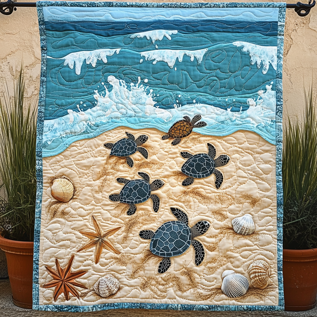Tidal Voyager Quilted Blanket Presents For Turtle Lovers