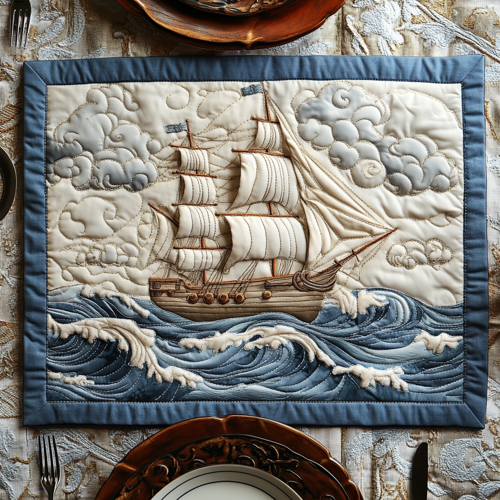 Tide of Dreams Quilted Place Mat Dining Room Decor Gifts For Beach Lovers