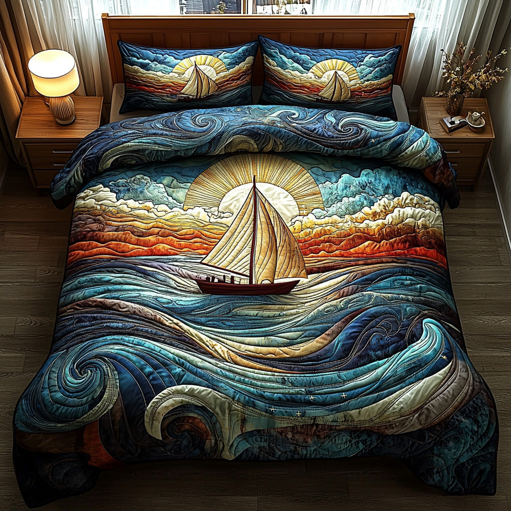 Tide Timber Quilted Bedding Set Bedroom Decor Sailboat Gifts For Dad