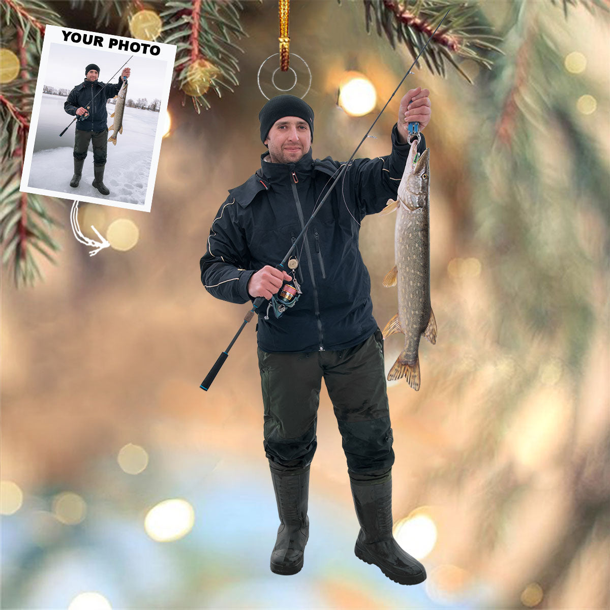 Tide Trackers Personalized Photo Mica Ornament Gift For Fishing Lovers Family Members