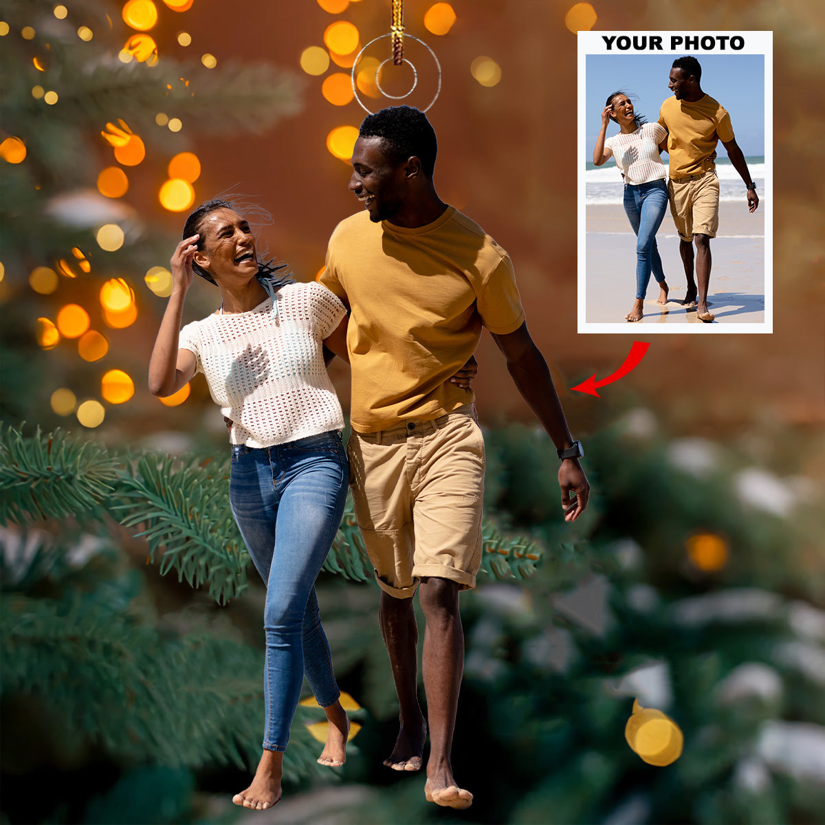 Tide Walk Personalized Photo Mica Ornament Christmas Gift For Couple